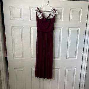 Elegant Burgundy Lyrical Dress with Lace Detail